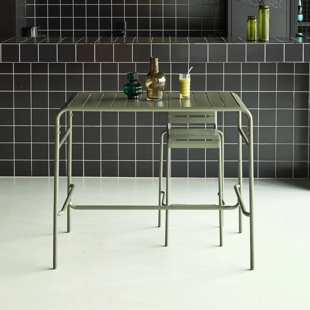 sweeek 4-seater metal garden bar table in Khaki 4