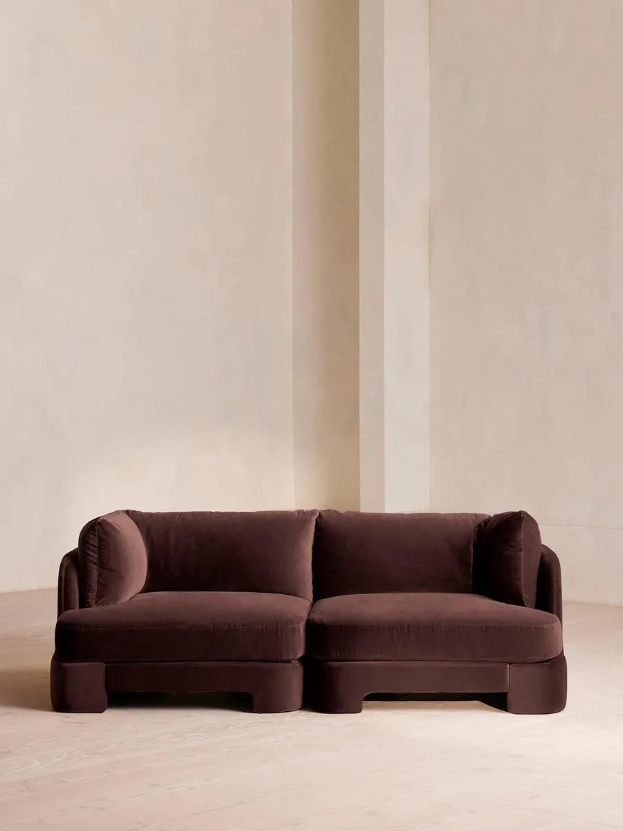 Odell Modular Sofa, Three Seater, Velvet, Aubergine