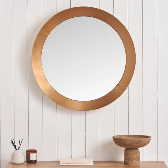 Angled Metal Frame Round Wall Mirror 1