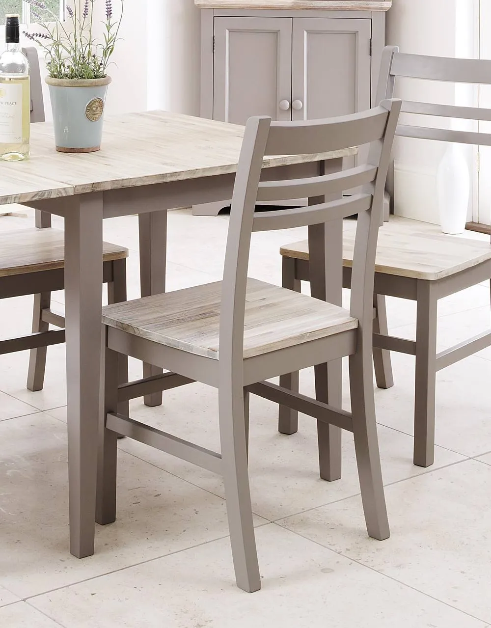 Statement Furniture Florence Country Style Wooden Chairs Set of 2 in Light Grey 3