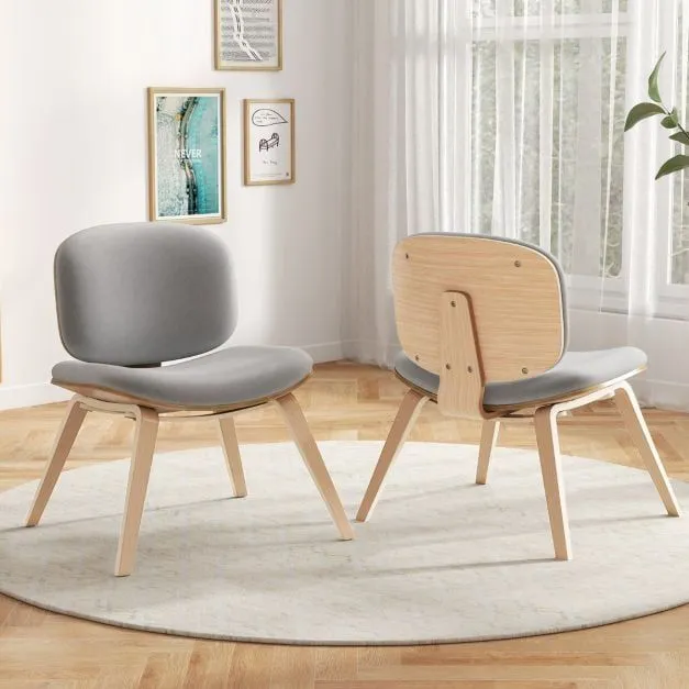 Costway Modern Accent Chair Upholstered Side Chair with Curved Backrest in Light Grey 5