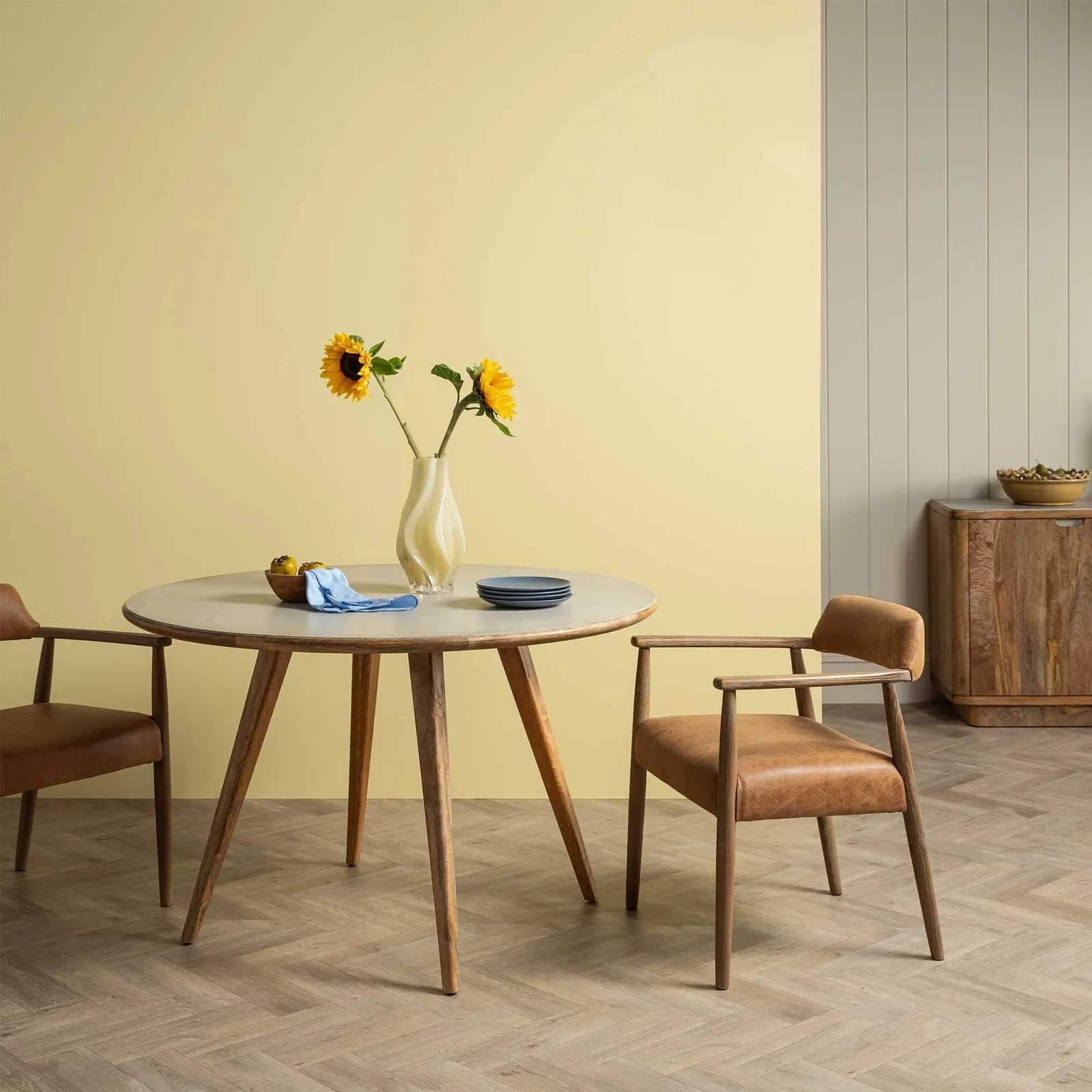 Ames Dining Chair With Arms, Brown Leather | Barker & Stonehouse 5