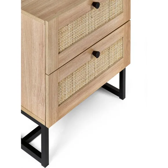 Return - Hollis 2 Drawer Bedside Table, Oak 5