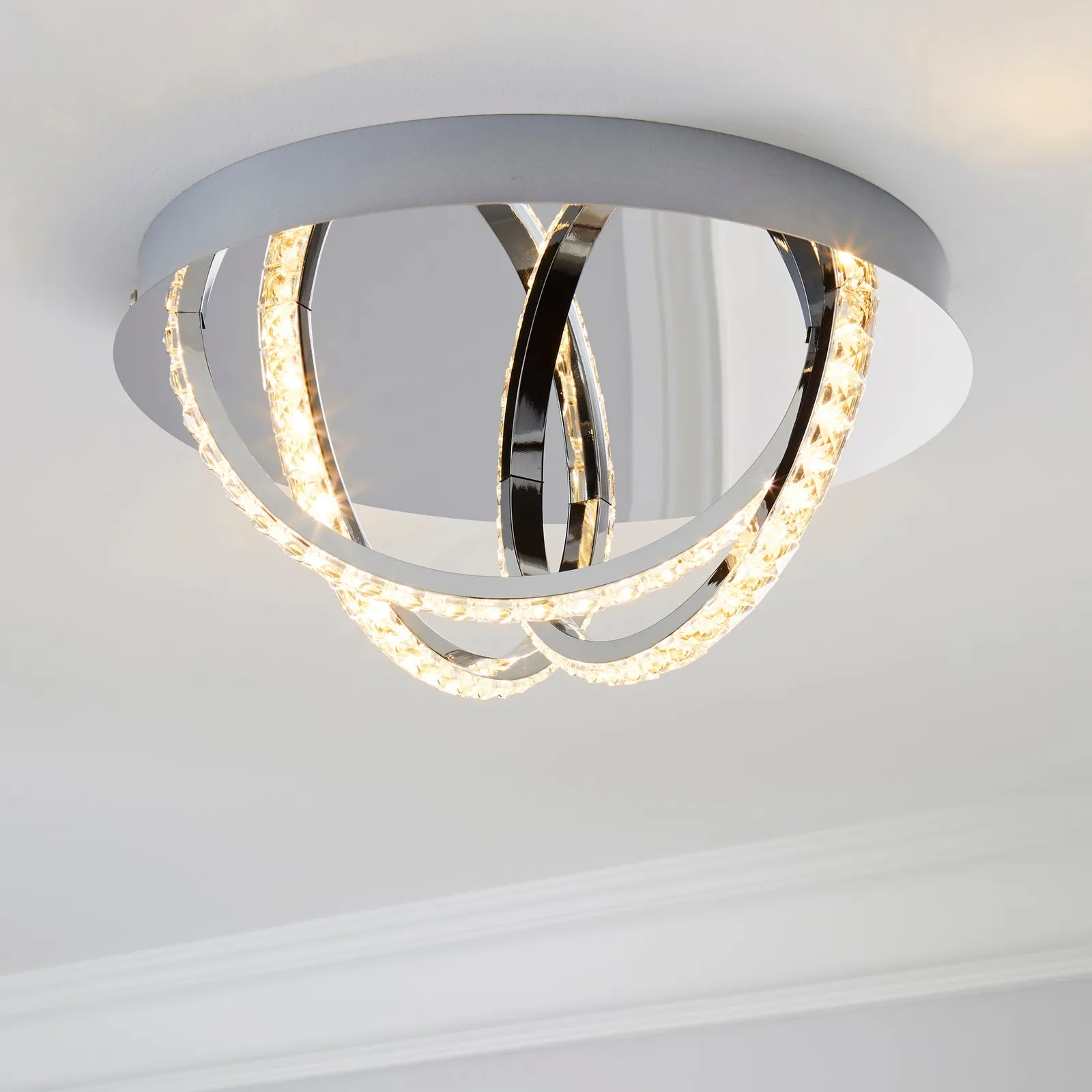 Serena 3 Light Integrated LED Hoops Flush Ceiling Fitting Silver