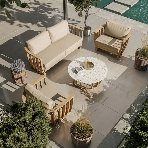 Lucca 5 Seater Wood Lounging Set With Coffee Table