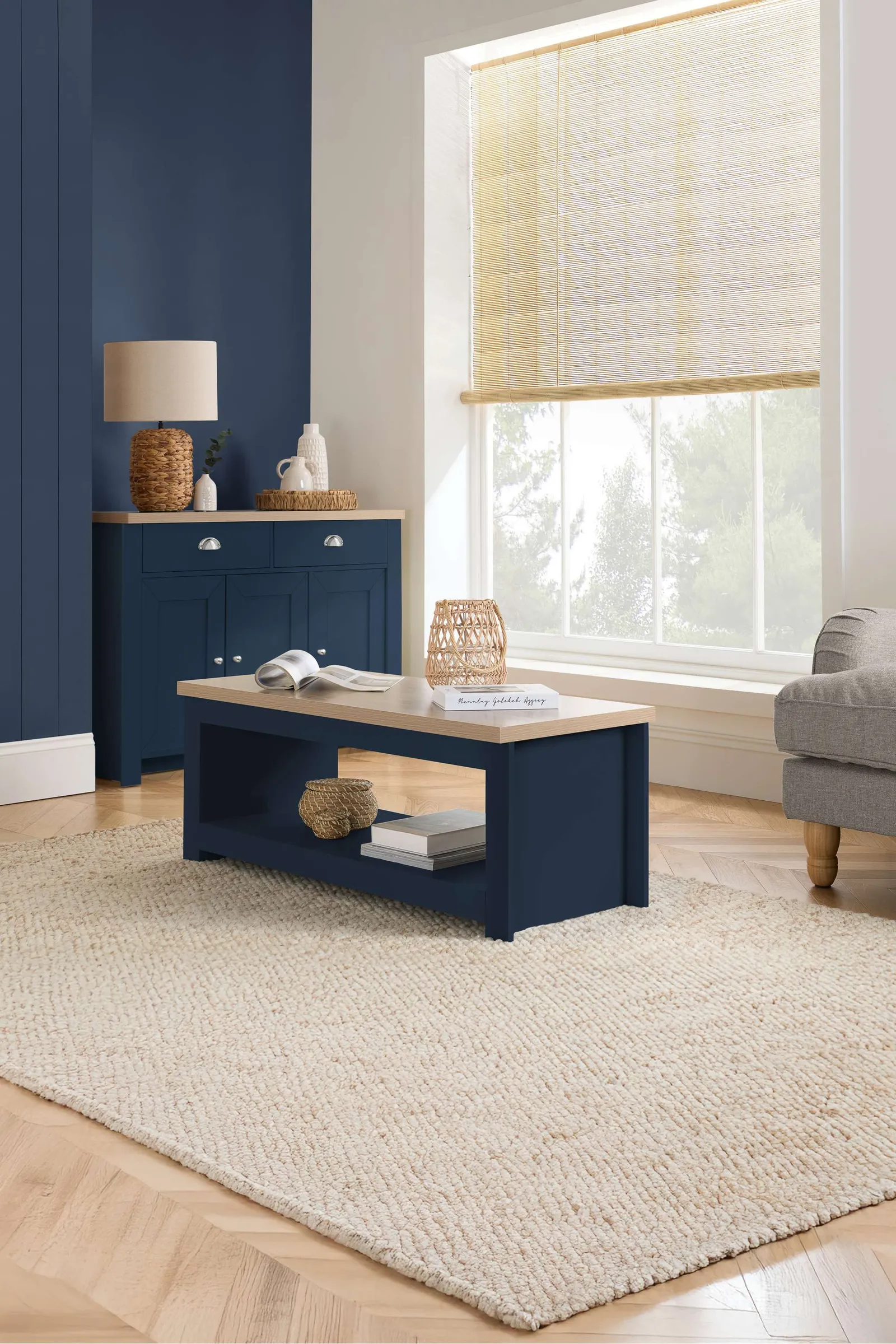 Birlea Coffee Table Highgate Rectangular Farmhouse Shabby Chic in Blue 1