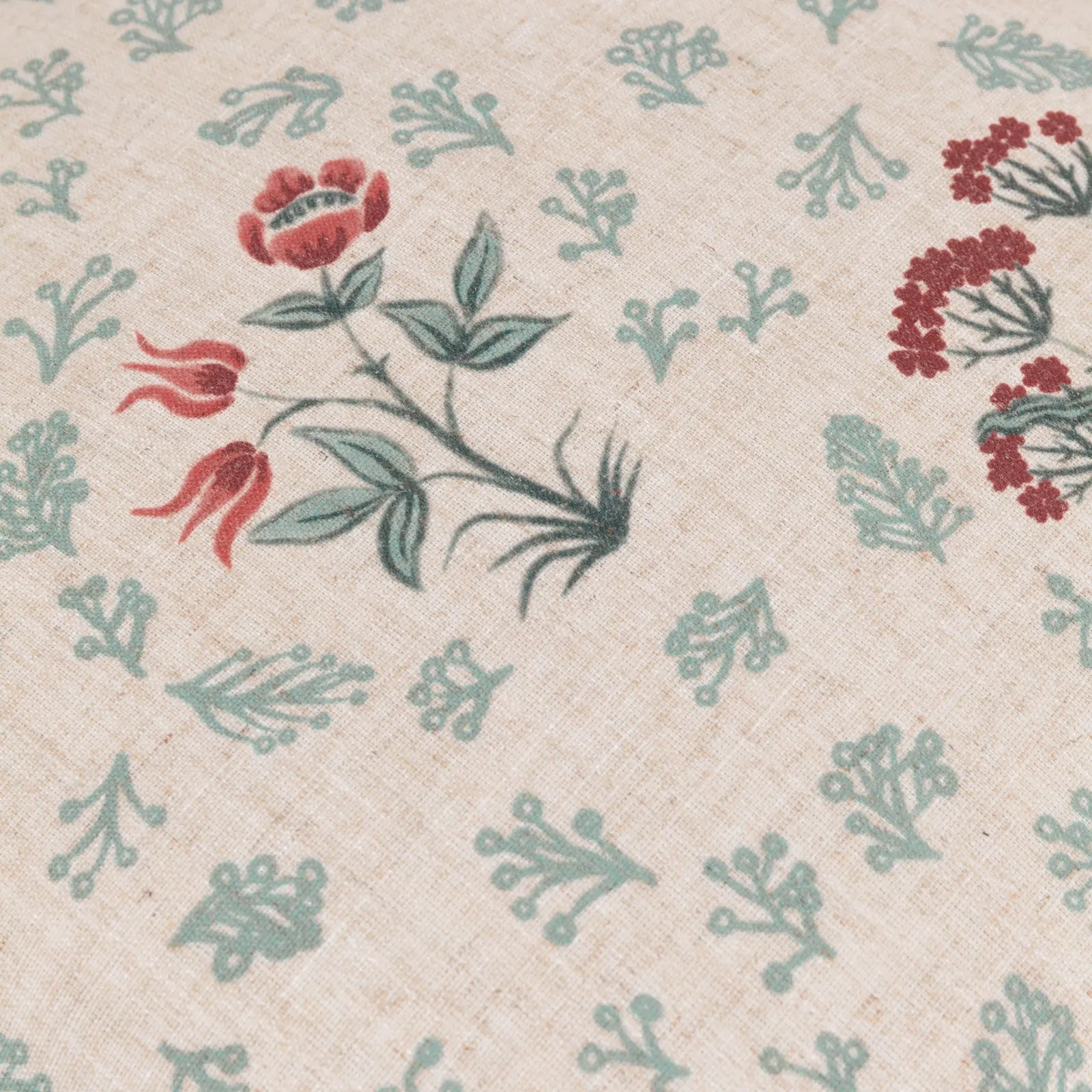 Paoletti Linen Renata Floral Printed Ruffle Cushion 6