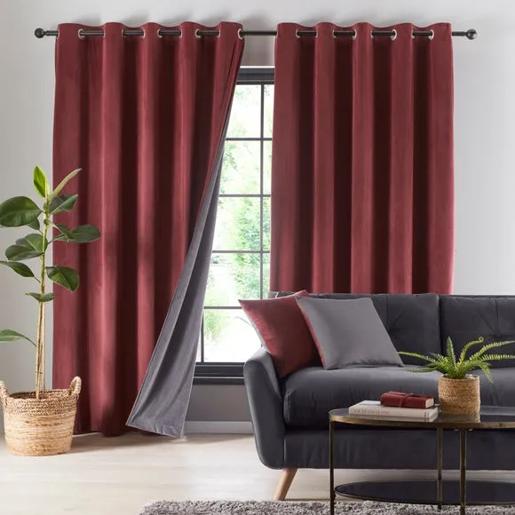 Reversible Velour Eyelet Curtains 4