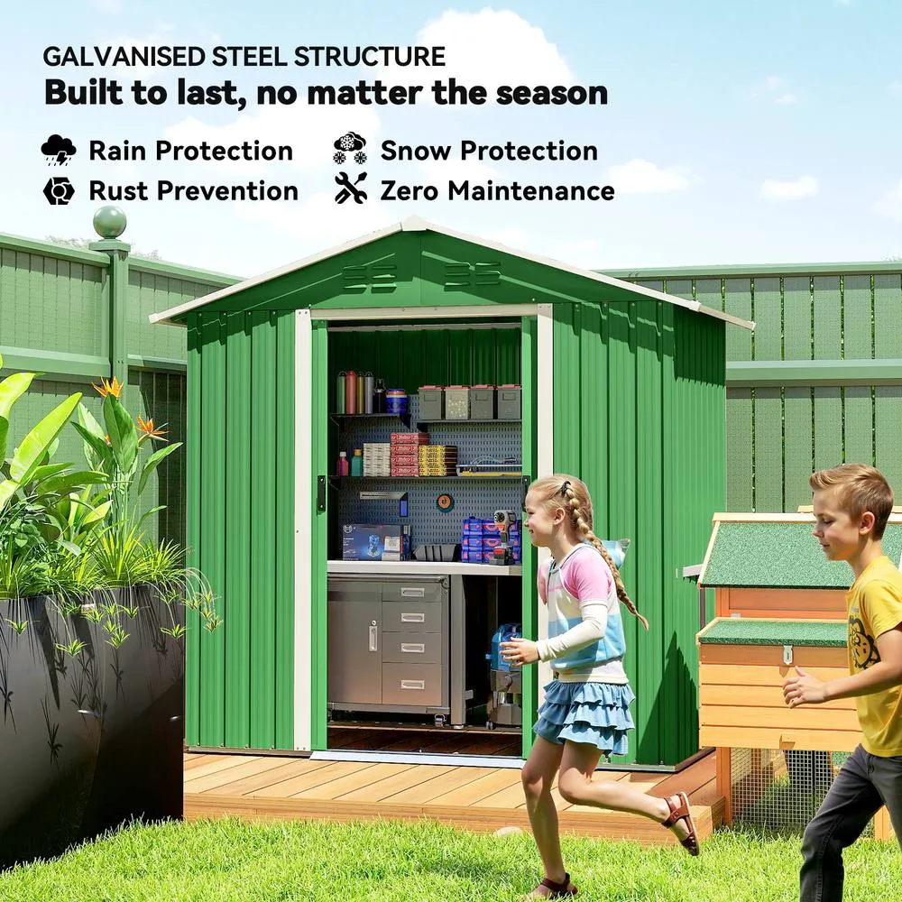 OUTSUNNY 6.5x3.5ft Metal Garden Shed for Garden, Green 4