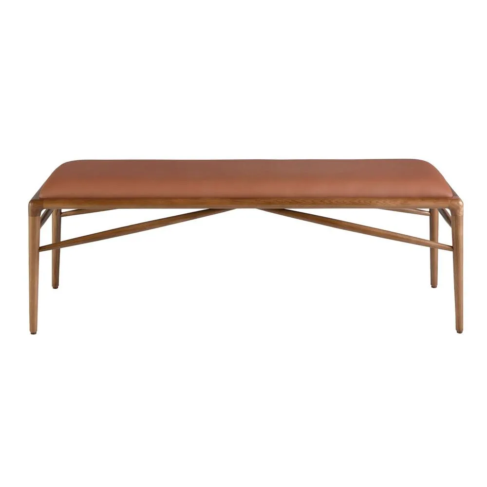 Angel Cerda Brown Leatherette Stool with Walnut-Coloured Legs 2