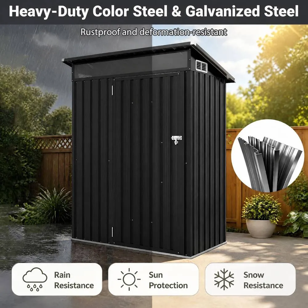 Costway Heavy-Duty Color Galvanized Steel Garden Shed Waterproof Tool House in Grey 6