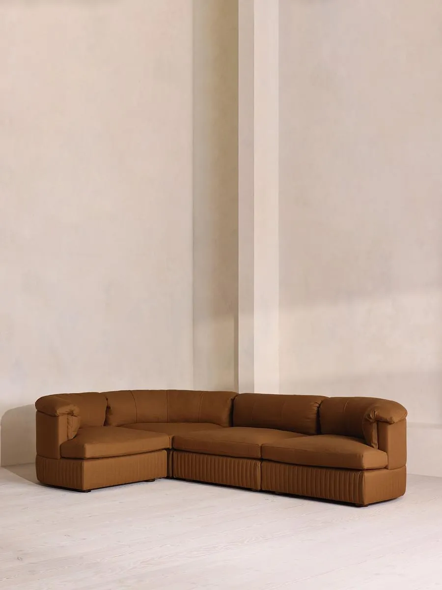 Oona Deep Sit Modular Sofa, L-Shape Sofa, Linen, Terracotta