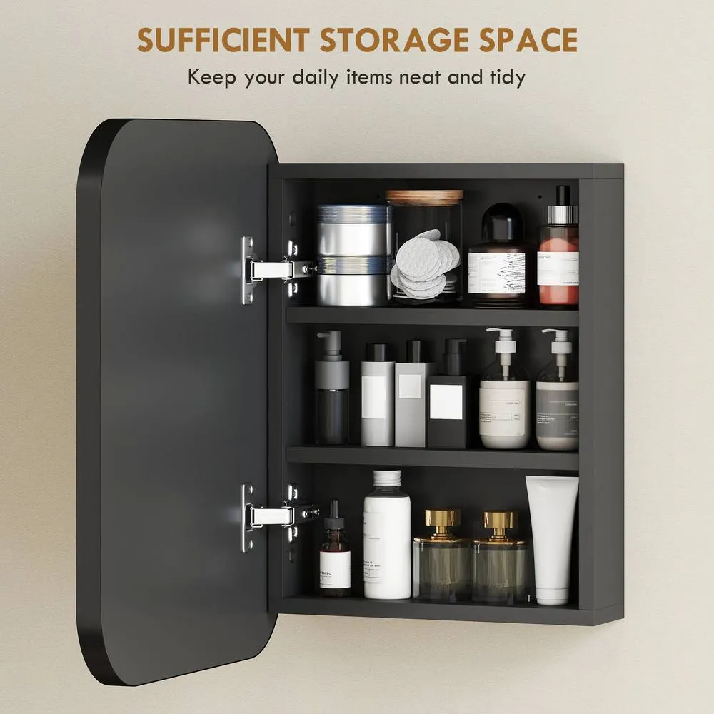 HOMCOM Wall Mounted Bathroom Cabinet with Mirror Adjustable Shelves in Black 5