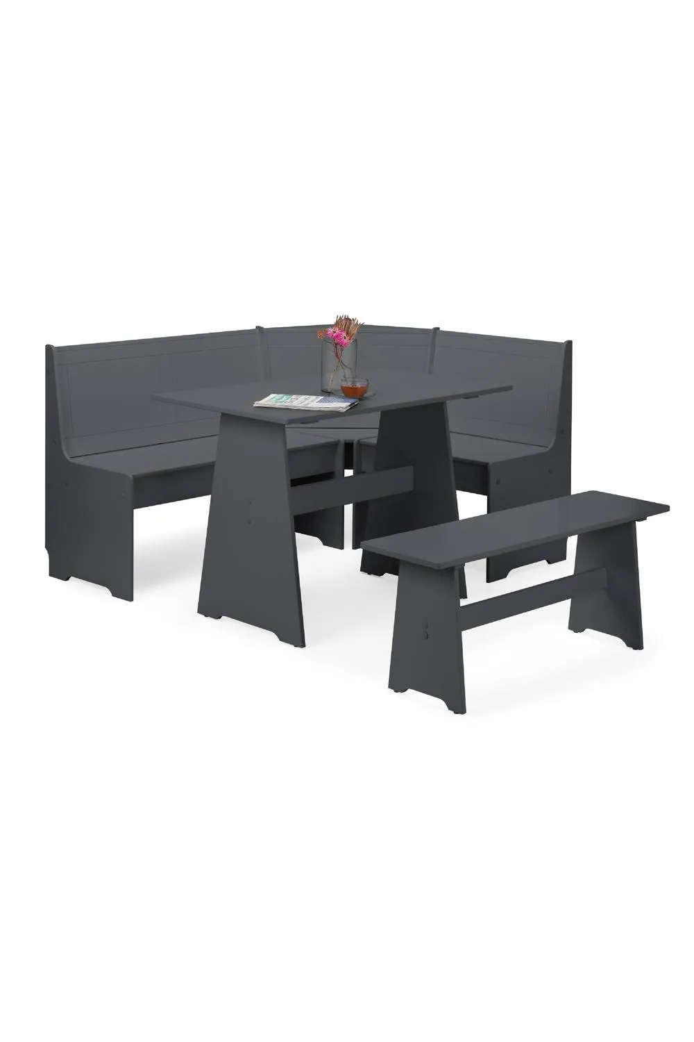 Julian Bowen Newport Corner 5 Seater Dining Set with Storage Bench in Black 3
