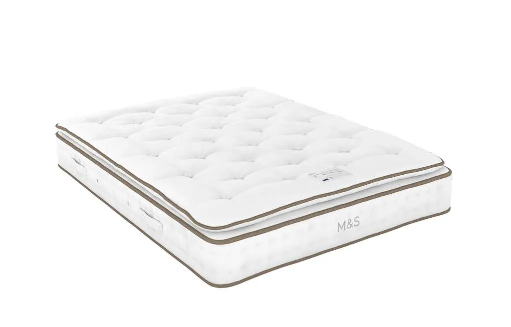 M&S 1000 British Wool Pocket Spring Medium Firm Pillowtop Mattress White