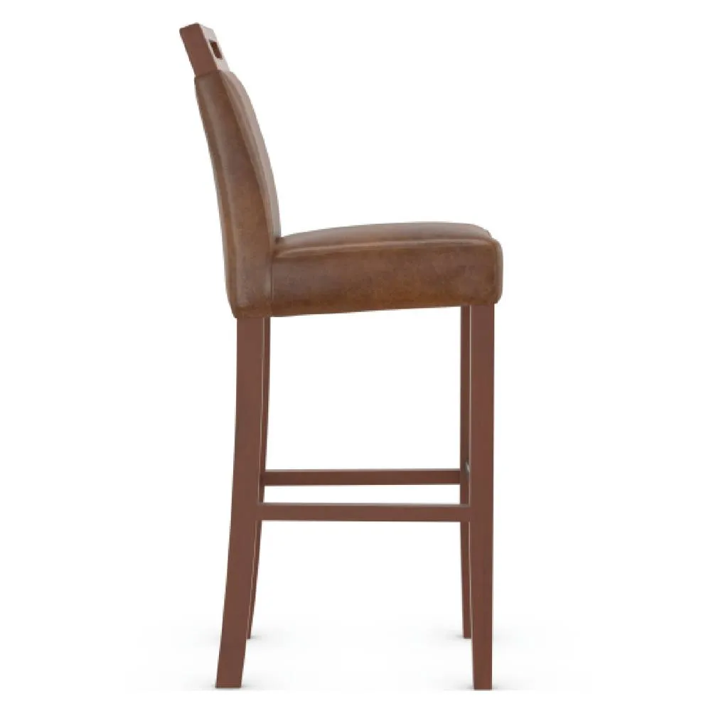 netfurniture Greta Aniline Tan Real Leather Kitchen Breakfast Bar Stool Assembled in Brown 4