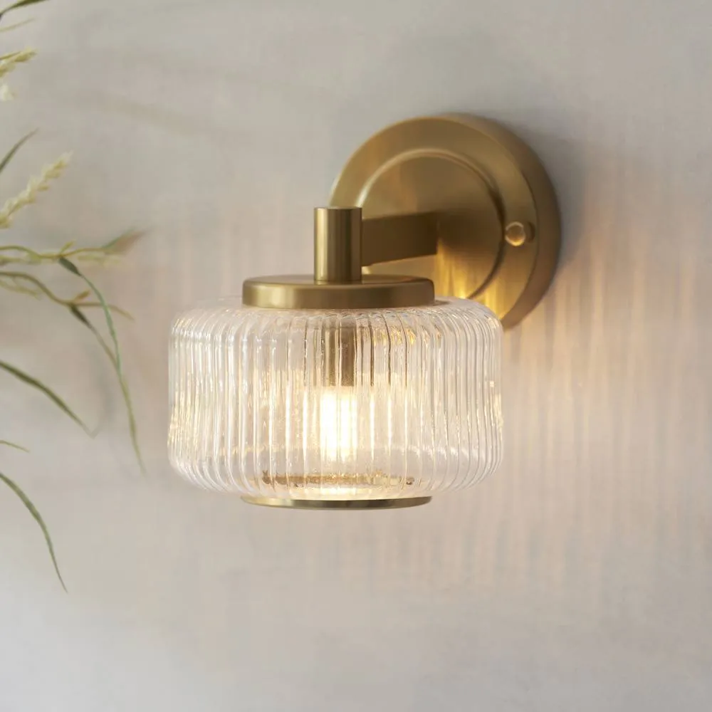 Netlighting Stamford Dome Wall Lamp & Ribbed Glass G9 in Gold 5