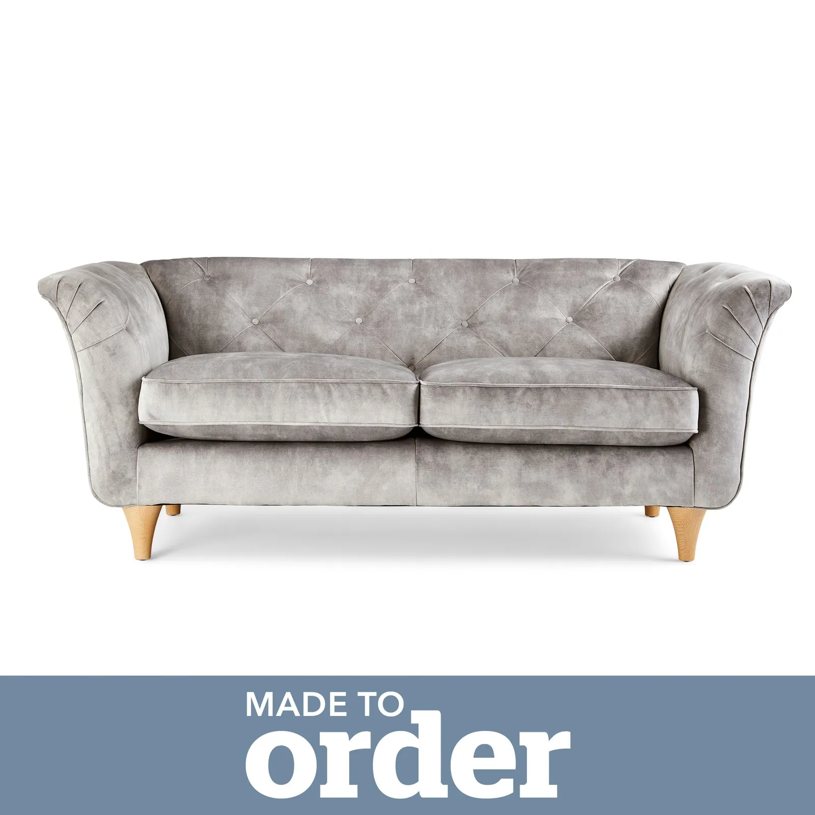 Jaipur 2 Seater Sofa Slub Velvet Slub Velvet Cement