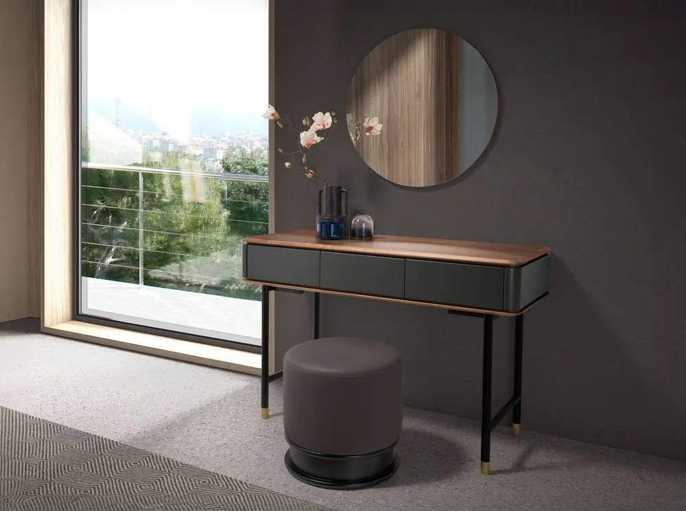 Angel Cerda Rectangular Console Table, Walnut Veneer Top, Matt in Dark Grey 3