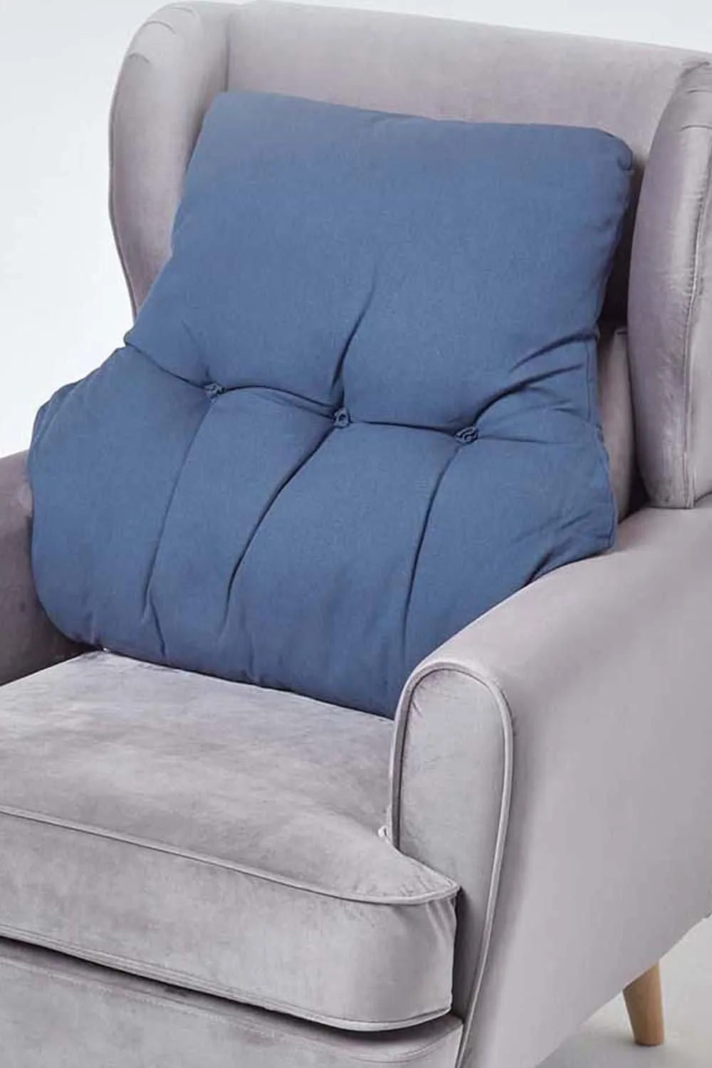 Homescapes Cotton Back Support Cushion in Navy 1