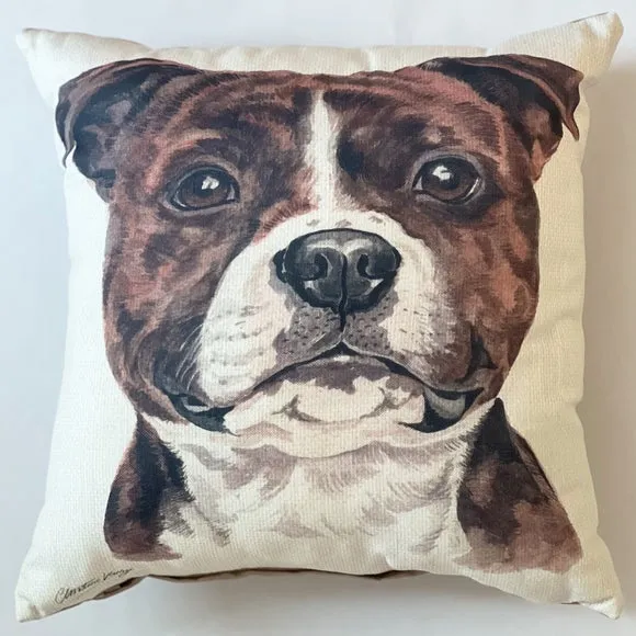 Christine Varley Staffordshire Bull Terrier Square Cushion 2