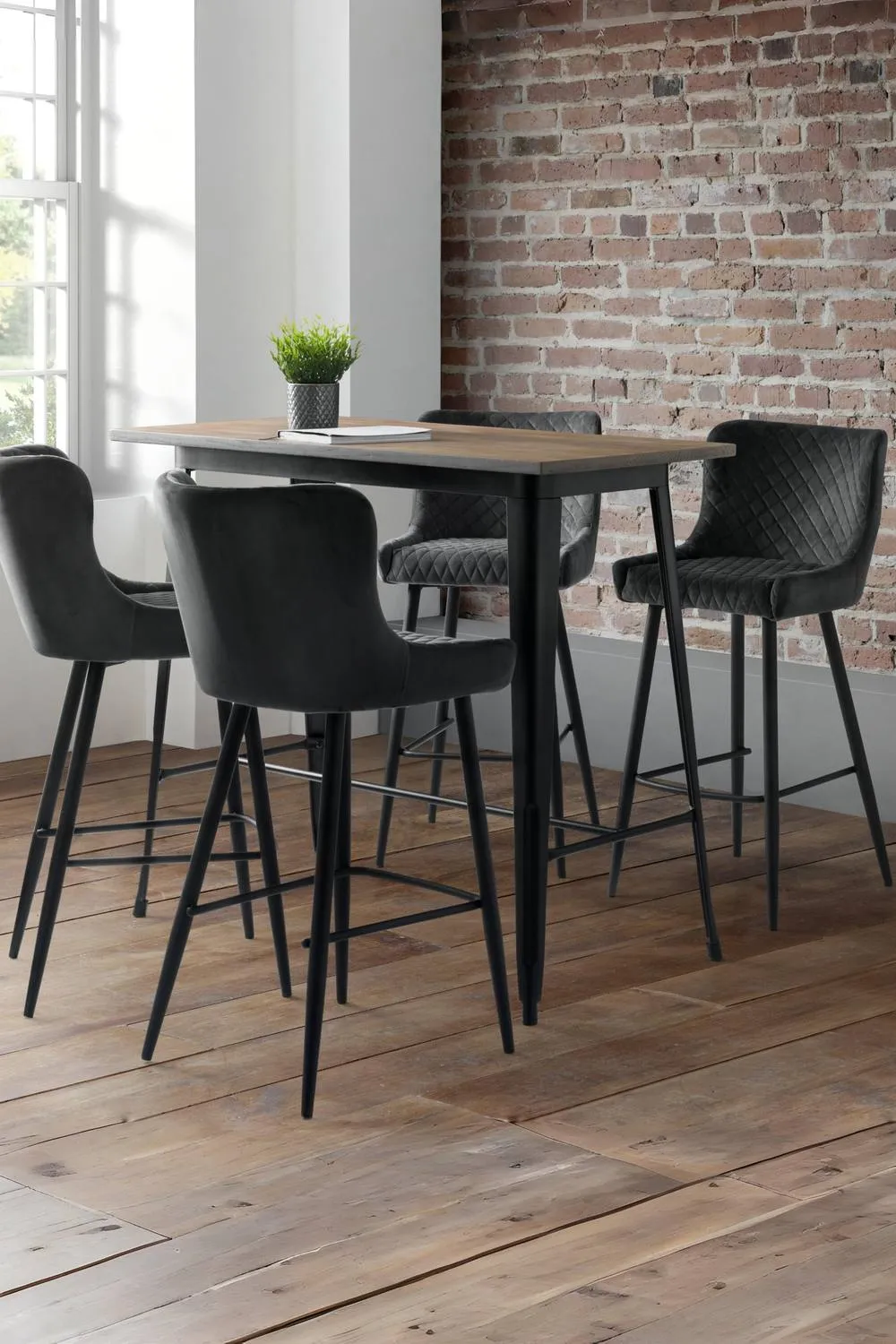 Julian Bowen Luxe Diamond Quilted Upholstered Bar Stool (Set of 2) in Grey 2