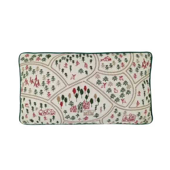 Catherine Lansfield Christmas Ski Village Embroidered Rectangular Cushion 3