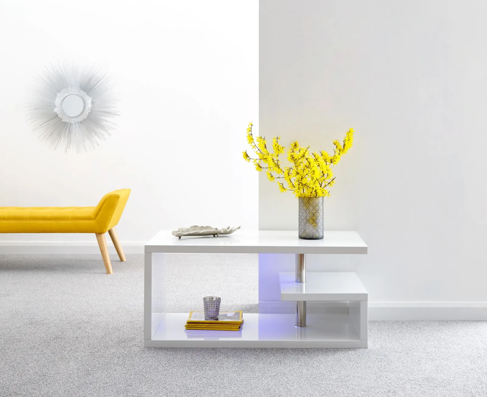 GFW Polar High Gloss LED Coffee Table in White