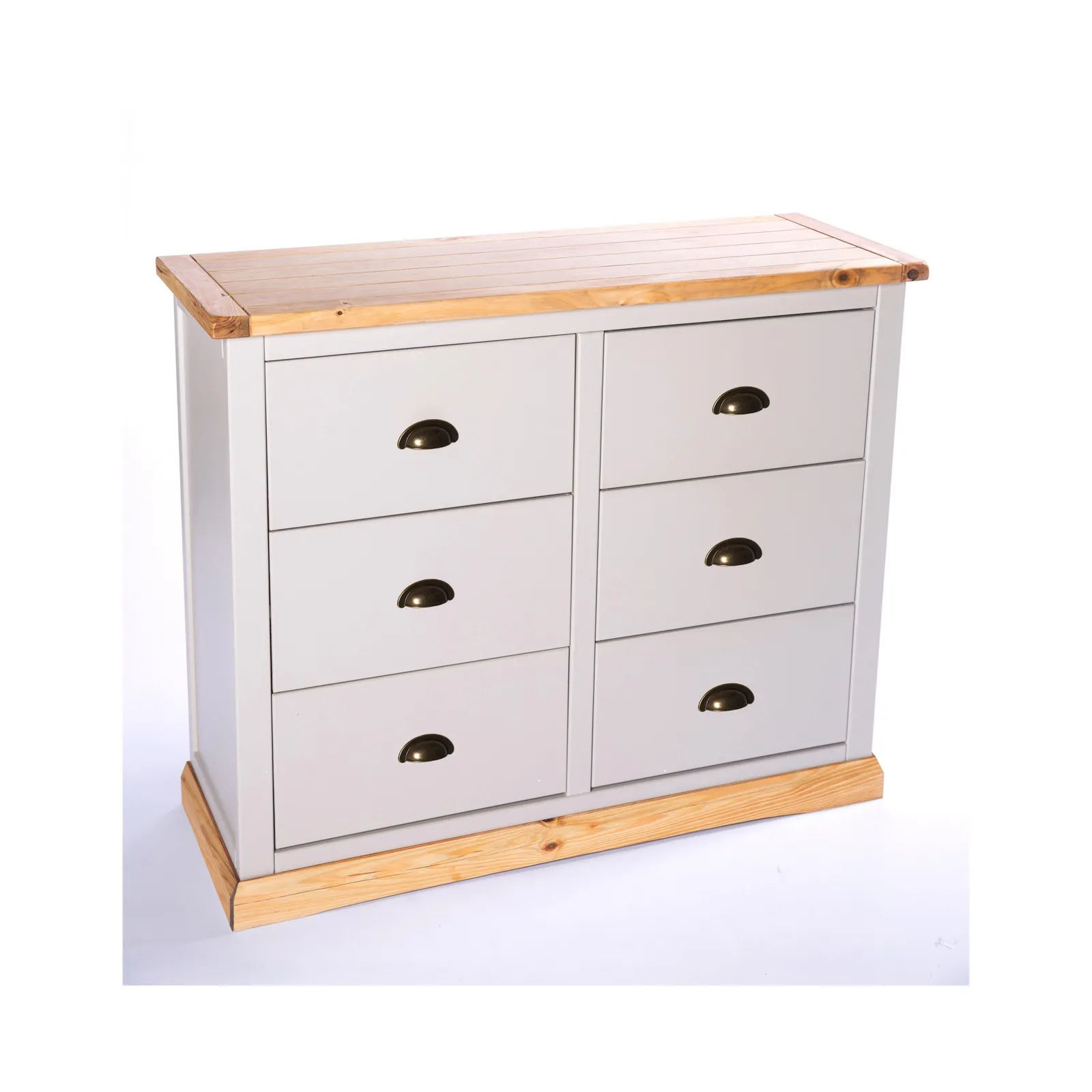 Cabinet Bits Bomporto 6 Drawer Chest of Drawers Brass Cup Handle in Light Grey 3