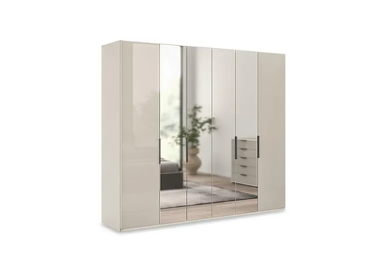 Amara 250cm 6 Door Bifold Wardrobe with 2 Glass Doors and 4 Mirror Doors