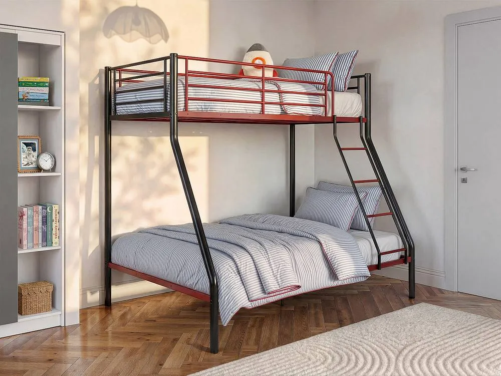 Vente-unique Bunk Beds - 90 & 140 X 190 Cm - Steel - Black & Red - ELEVATIO IV 3