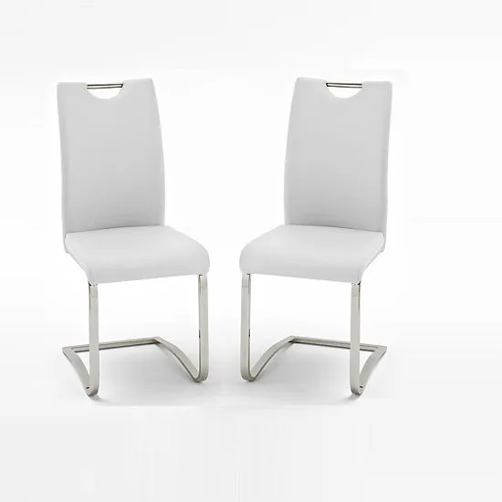 Koln Dining Chair In White Faux Leather in A Pair