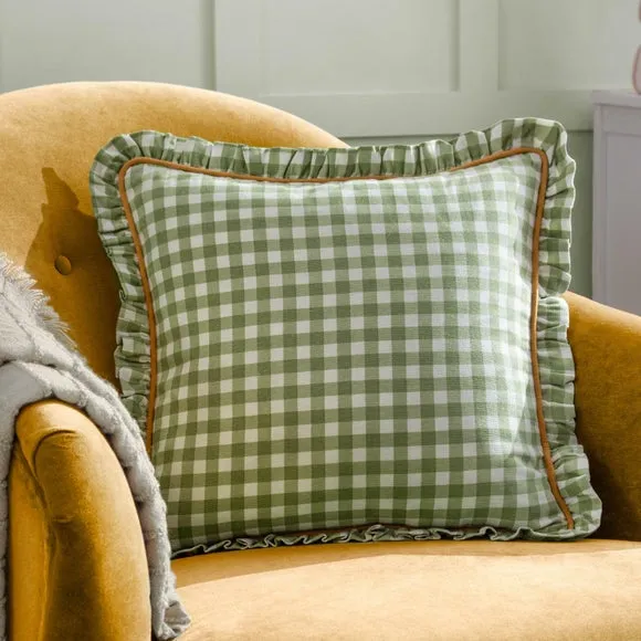 Furn. Maude Gingham Cotton Square Cushion 1