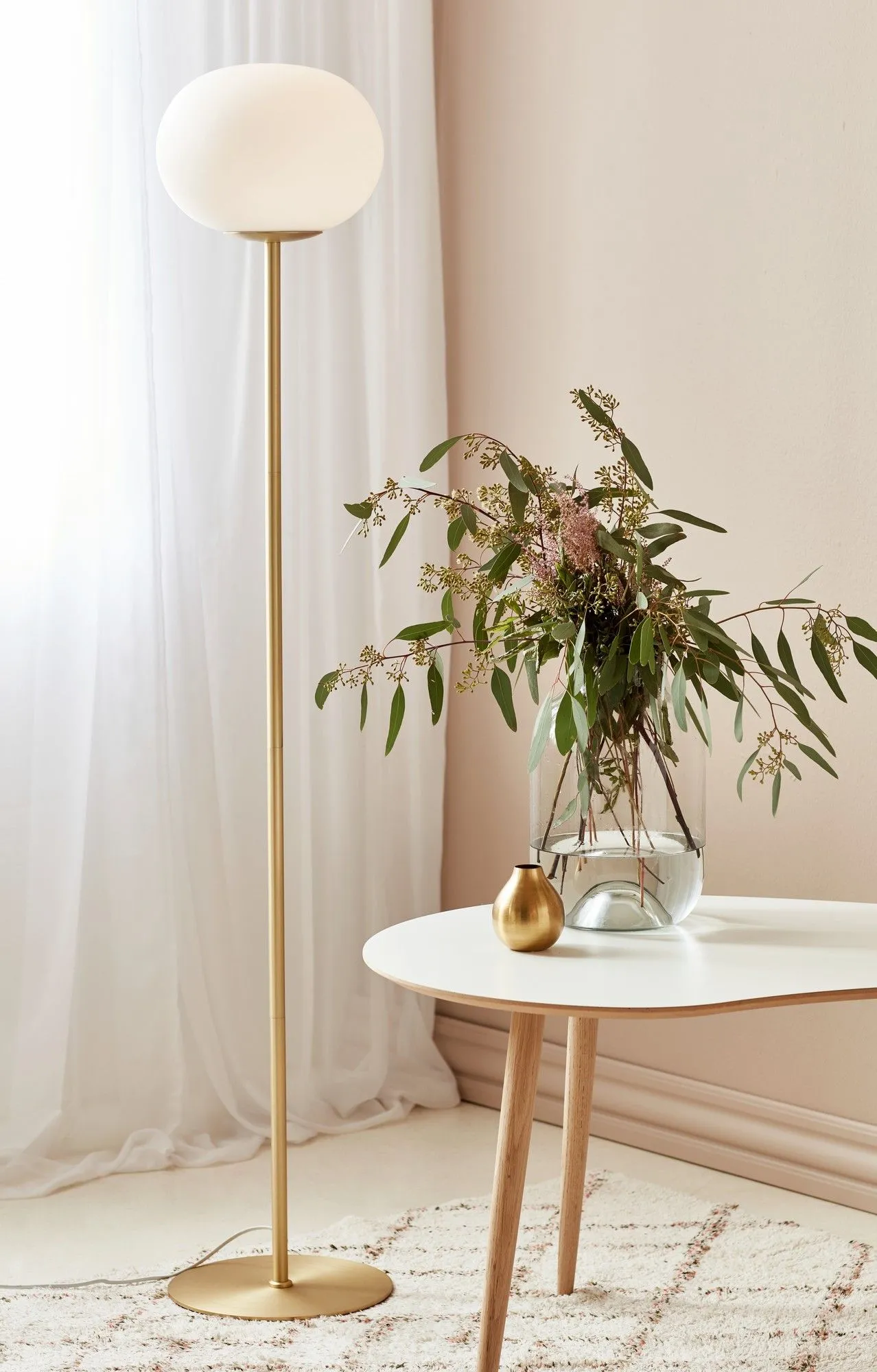 Nordlux Alton Floor Lamp Brass Glass Livingroom E27 Switch in Gold 5