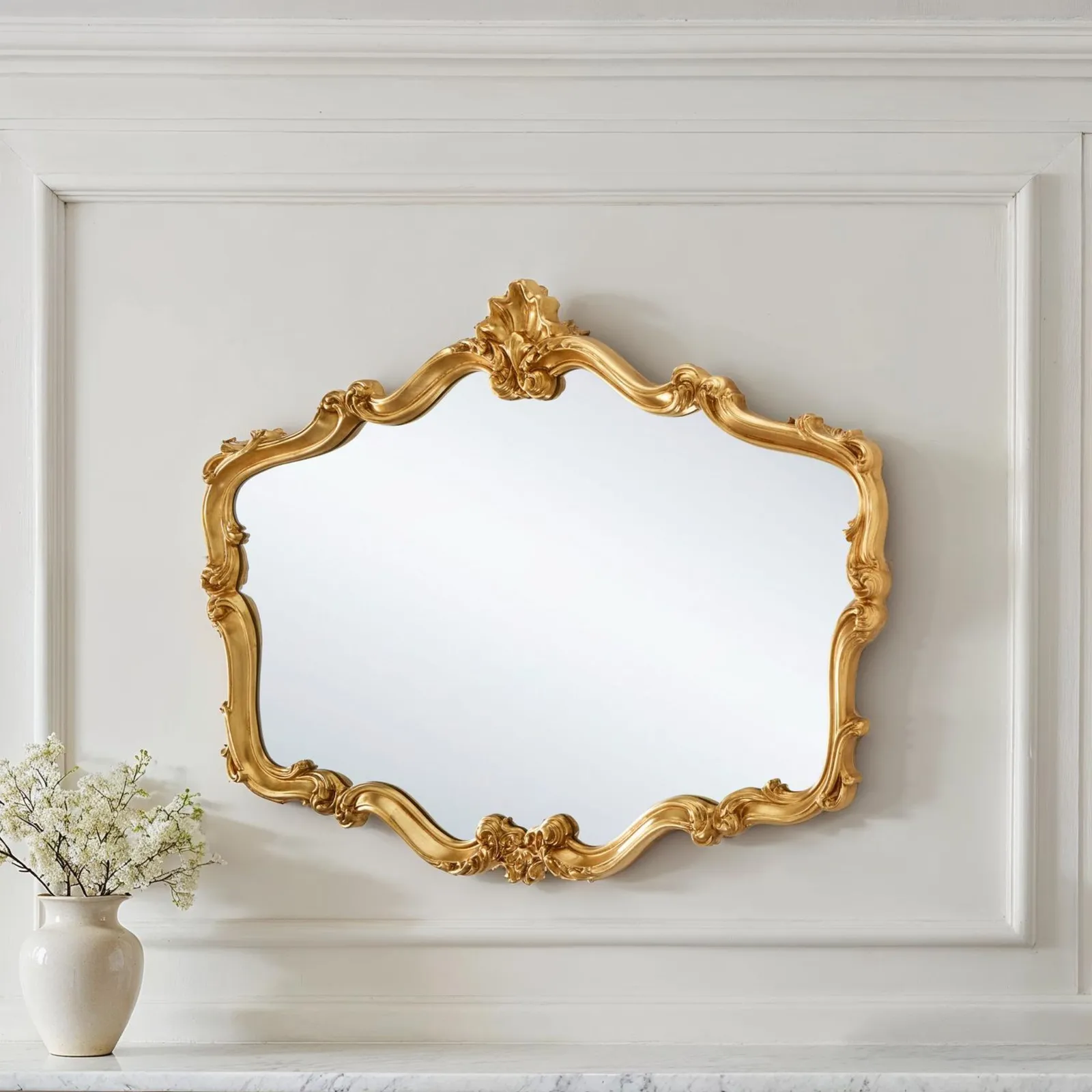 Yearn Mirrors Regency Decorative Landscape Mirror Gold in Metallic Gold 2