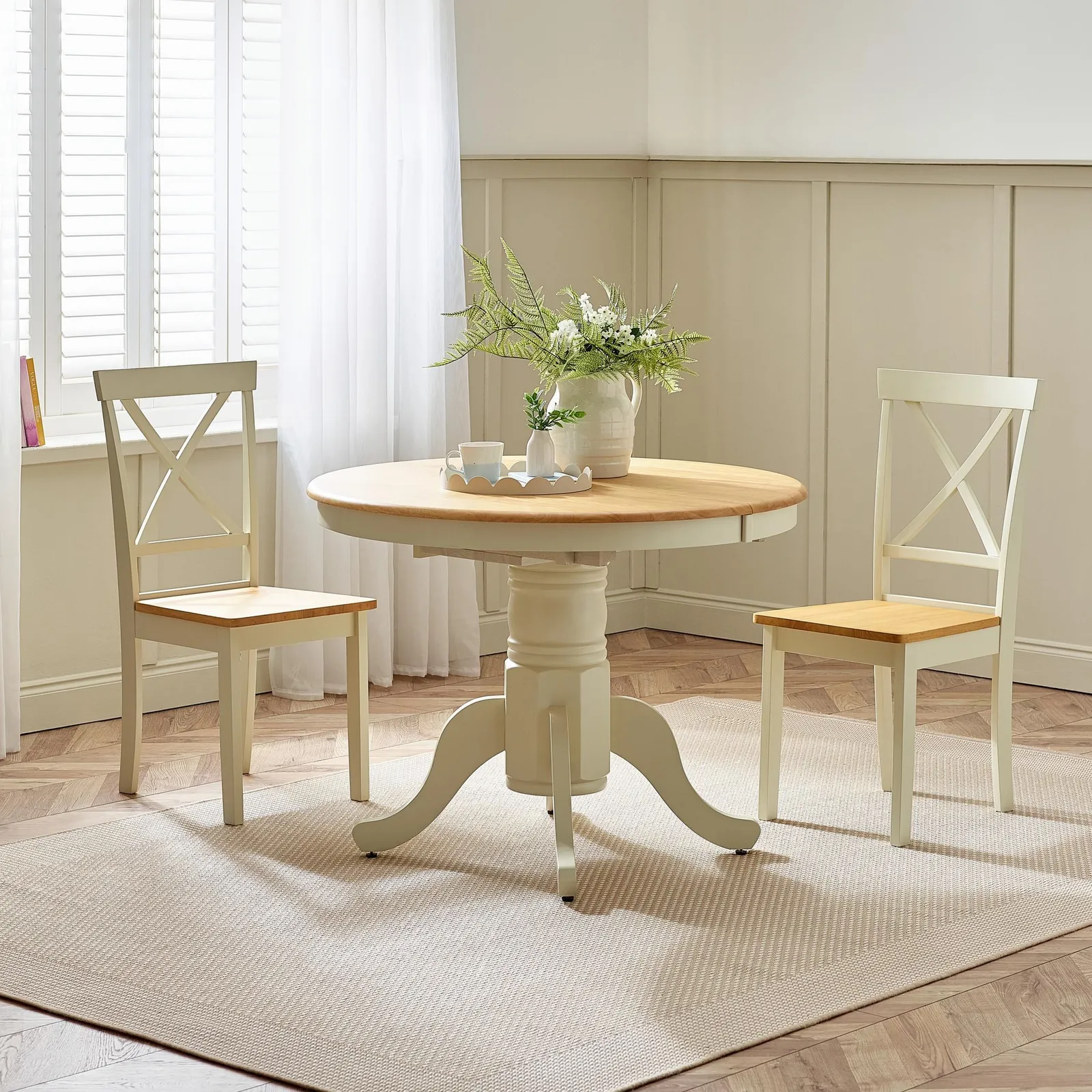 FurnitureboxUK Padstow Rustic Farmhouse Extending Solid Wood Dining Table in Cream 6