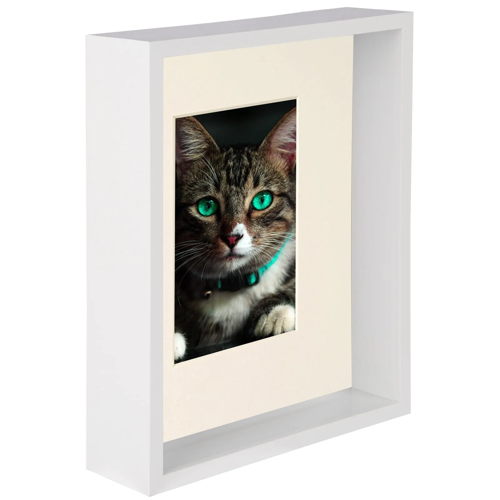 Nicola Spring 8" x 10" 3D Deep Box Photo Frame - 4" x 6" Mount - White in Ivory 1