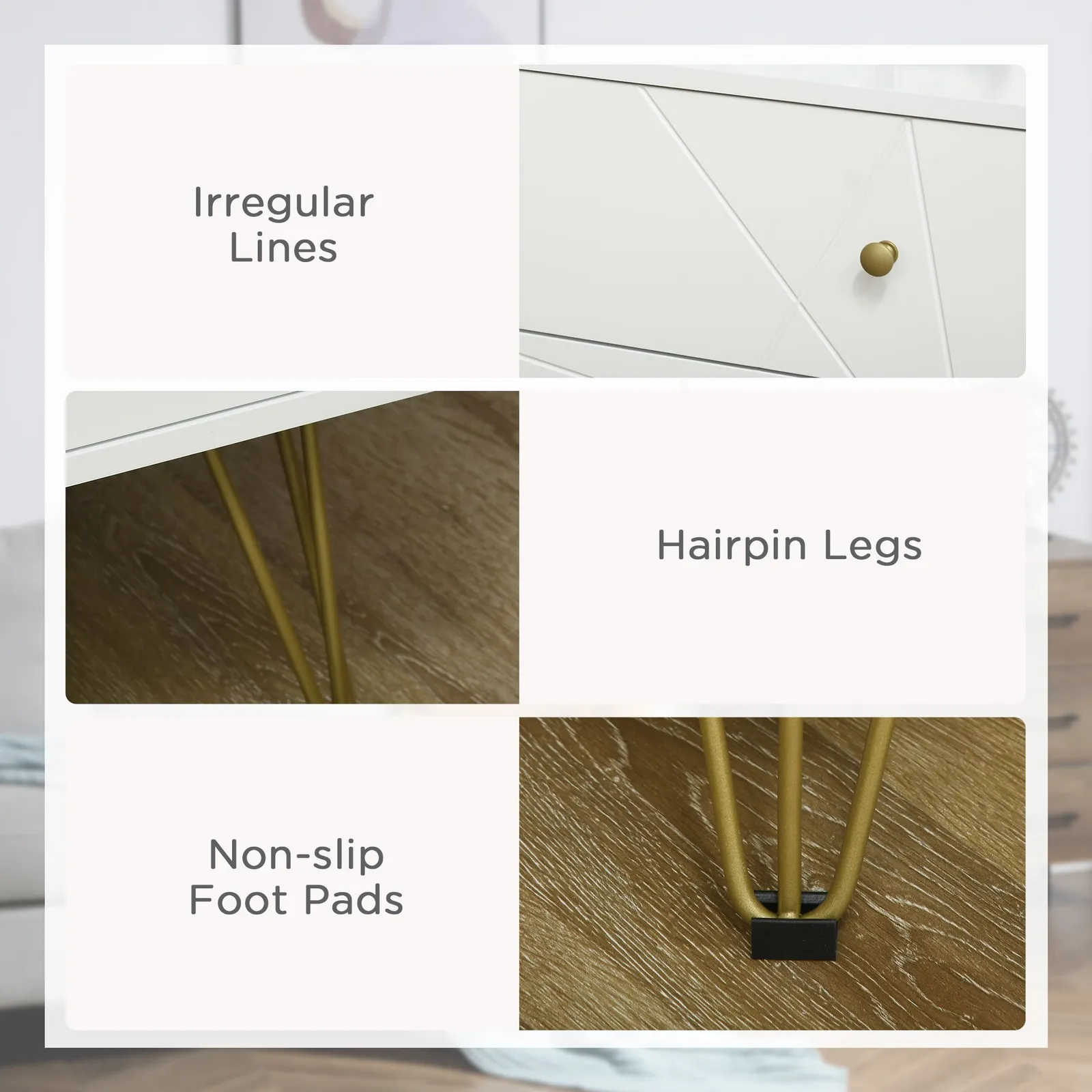 HOMCOM Modern Chest of Drawers 4 Drawers Dresser with Hairpin Legs in White 6