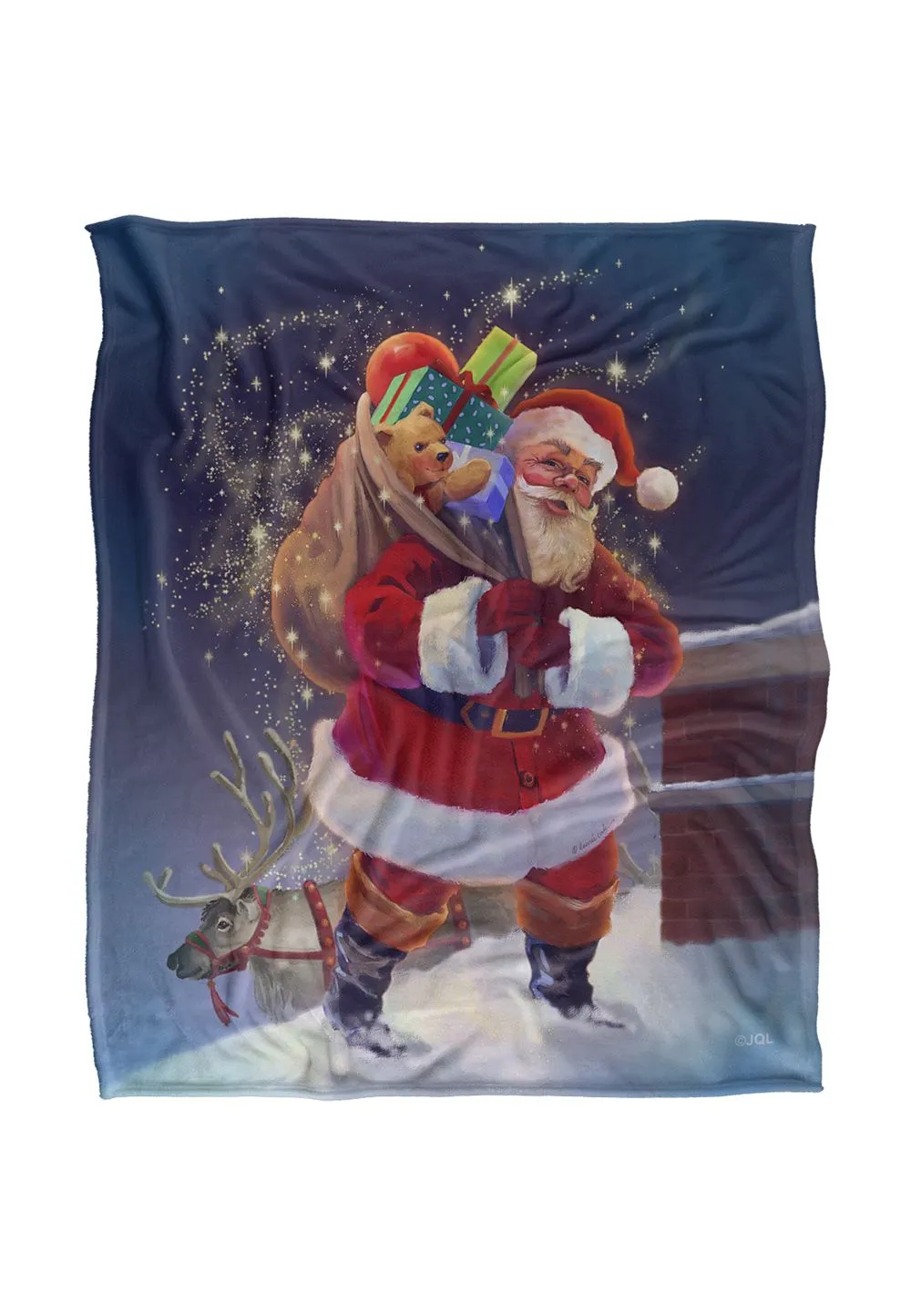JQ Licensing Lc Christmas Santa Chimney Magic Silky Touch Super Soft Throw Blanket 152 X 127 cm in White