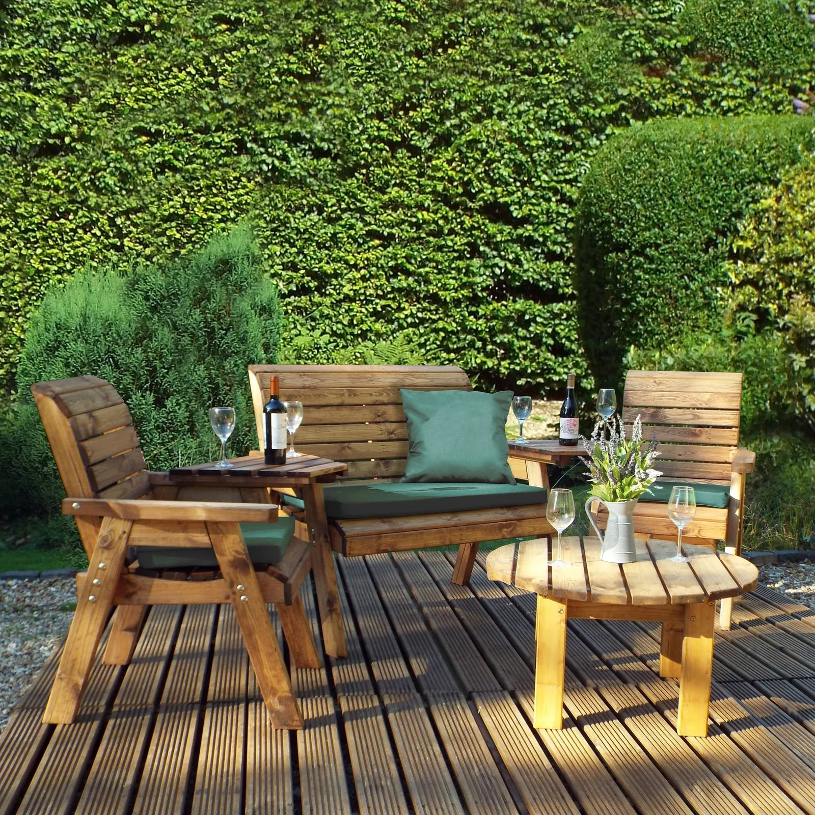 Charles Taylor 4 Seater Conversation Set with Green Seat Pads Dark Green