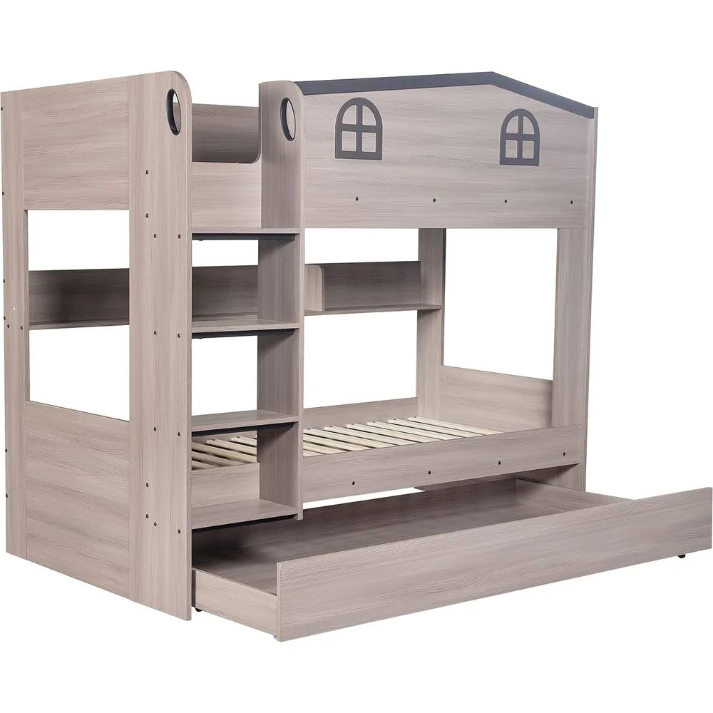 Seconique Hector Bunk Bed & Trundle Set in Grey 3