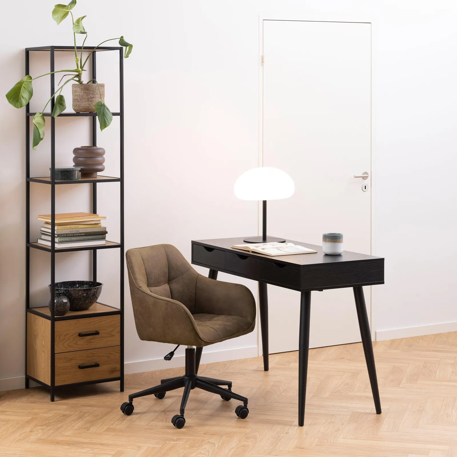 Furniture To Go Neptun 3 Drawer Office Desk in Black in Light Oak 5