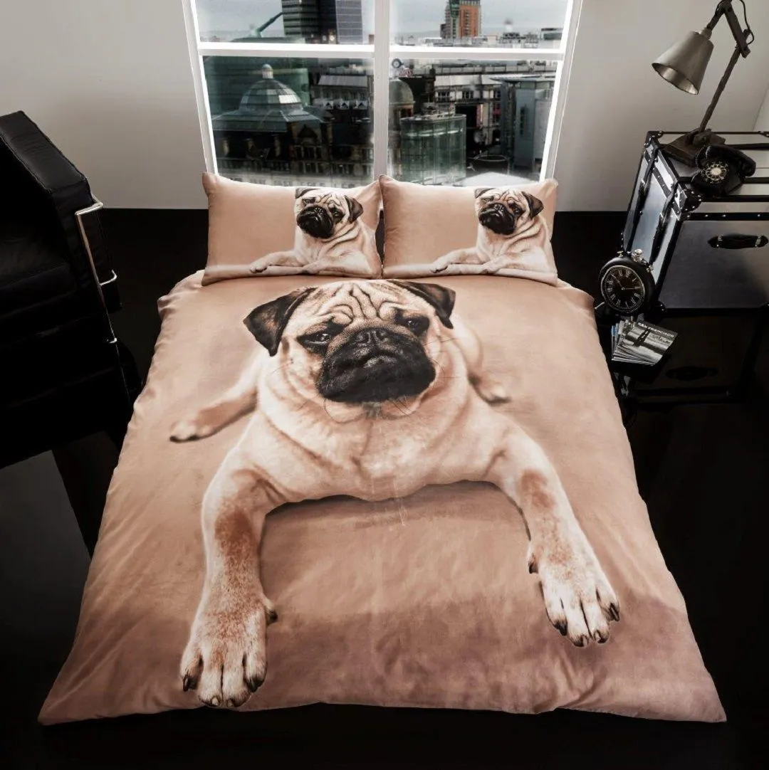 Smart Living 3D Effect Animal Polycotton Printed Duvet Cover Set in Medium Beige