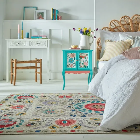 Hani Floral Washable Rug 1