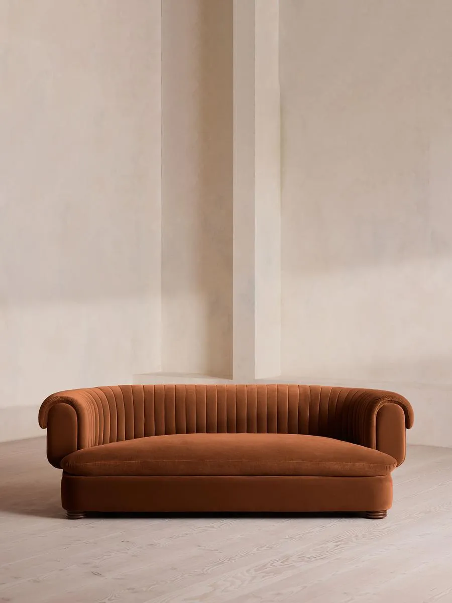 Rava Three Seater Sofa, Velvet, Cinnamon