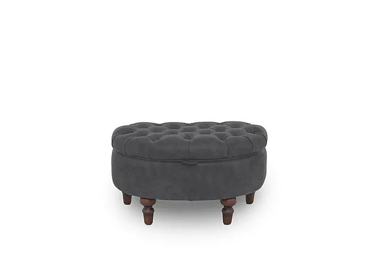 Columbus Fabric Half Moon Footstool - Manhattan Charcoal