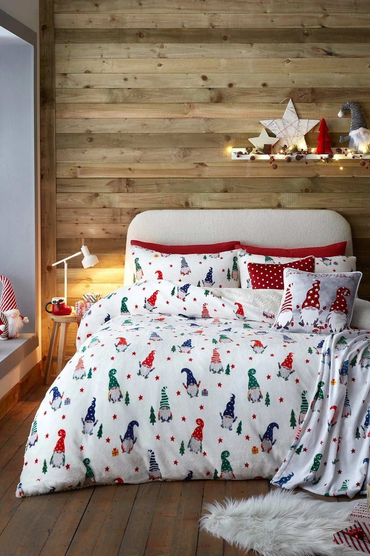 Fusion 'Festive Gonks' Plush Duvet Cover Set in Red 4
