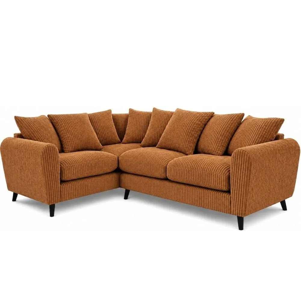 Bliss Furniture Harlow Jumbo Cord Left Hand Dual Arm Corner Sofa, Modern Design Beige in Tan