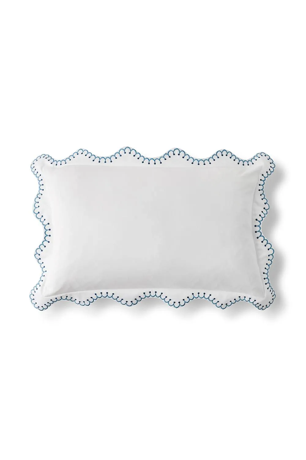 CHRISTY 'Lucerne Scallop' Luxury Cotton Sateen Boudoir Cushion in Indigo 3