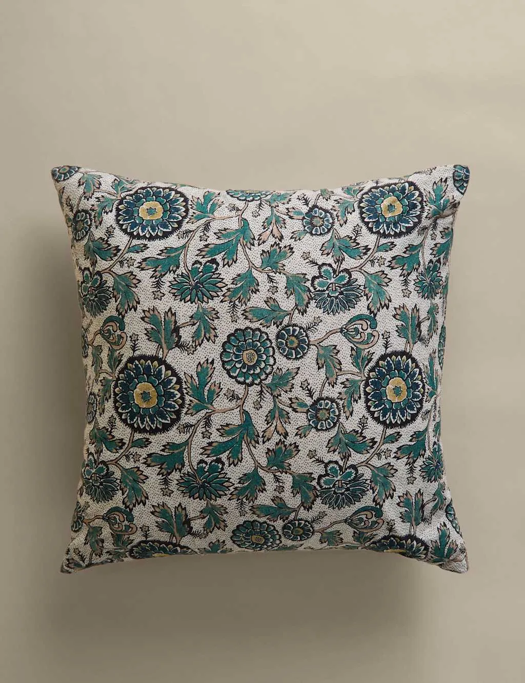 M&S Cotton Rich Floral Cushion Blue Mix